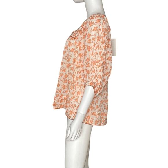 JOIE Leroye Short Sleeve Cotton Top Porcelain Multi Women’s Sz XL NWT - Picture 4 of 9